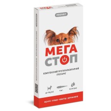 Краплі на холку ProVET Мега Стоп для собак до 4 кг, 4 піпетки (PR020075)