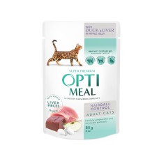 Optimeal Hairball Control Duck Liver для кошек с уткой 85 г