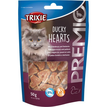 Ласощі Trixie Premio Ducky Hearts для кішок з качкою та мінтаєм, 50 г