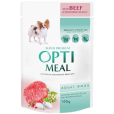 Optimeal Beef Cranberry in Jelly для собак з яловичиною та журавлиною в желе 100г