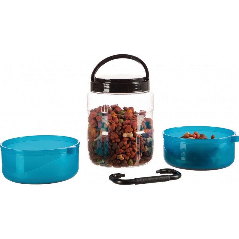Бокс для корма Trixie Travel Set для собак, с двумя мисками, пластик, 2 л Бокс для корма Trixie Travel Set для собак, с двумя мисками, пластик, 2 л