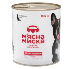 Влажный корм для собак Мясная Миска паштет мясной с говядиной 800 г