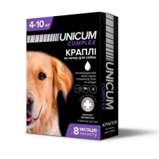 Капли Unicum Complex Рremium от гельминтов, блох и клещей для собак 4-10 кг (1пип)