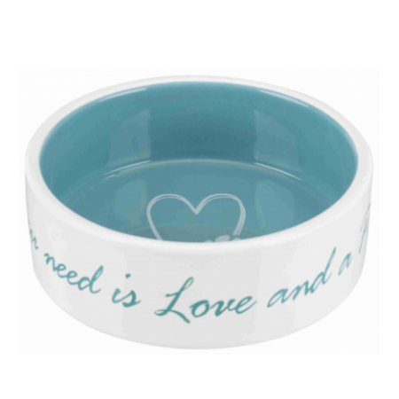 Керамическая миска Pet's Home 0.3 л/ 12 см кремовая/голубая (25050)