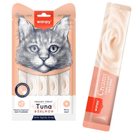 Wanpy Creamy Treat Tuna & Salmon Кремові ласощі з тунцем і лососем для котів 5 х 14 г