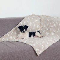 Коврик Trixie Kenny Blanket плюшевый, бежевый с принтом, 100х150 см (37167)