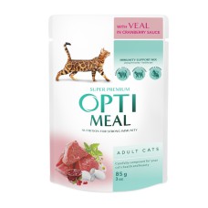 Optimeal Veal in Cranberry с телятиной в клюквенном соусе для кошек 85 г