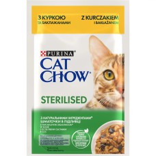 Влажный корм для стерилизованных кошек Cat Chow Sterilised с курицей и баклажанами 26х85 г