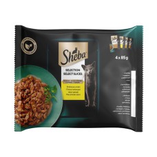 Sheba Набор влажных кормов, ассорти из мяса птицы в соусе для взрослых кошек 4*85г