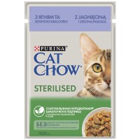 Влажный корм для стерилизованных кошек Cat Chow Sterilised с ягненком и зеленой фасолью 26х85 г