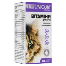 Витамины Unicum Рremium с чесноком для котов, 100 таблеток, 50 г (UN-035)