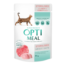 Optimeal Sterilised Beef Turkey з яловичиною у желе для стерилізованих кішок 85 г