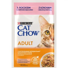 Влажный корм для кошек Cat Chow Adult кусочки в желе с лососем и зеленой фасолью 26х85 г