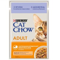 Влажный корм для кошек Cat Chow Adult в желе с ягненком и зеленой фасолью 26х85 г