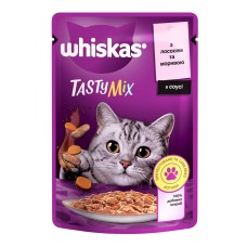 Whiskas Tasty Mix пауч для кішок з лососем морквою в соусі 28*85 г