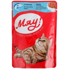Вологий корм для кішок Мяу з рибою у ніжному соусі 24х85 г