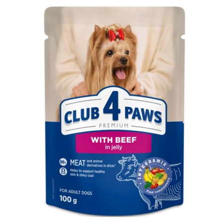 Клуб 4 Лапи Premium Adult Dog with Beef in jelly вологий корм з яловичиною в желе для дорослих собак 24х100 г