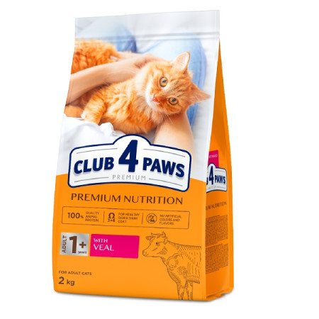 Клуб 4 Лапи Premium Veal 2 кг сухий корм для котів з телятиною