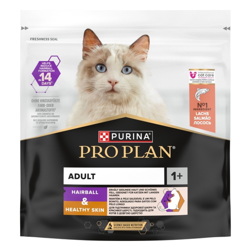 Purina Pro Plan Cat Hairball & Healthy Skin 400 г сухий корм з лососем для контролю утворення грудок вовни та підтримки здоров'я шкіри