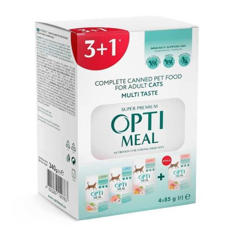Optimeal Adult Cats Multi Taste №4 для кішок асорті набір (3+1) 340 г