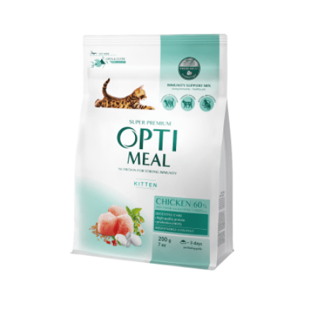 Optimeal Kittens Chicken 200 г сухий корм для кошенят з куркою