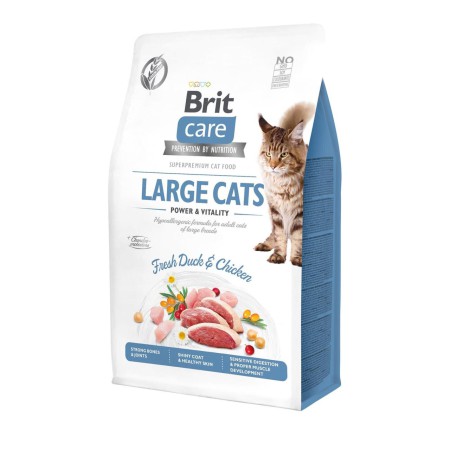 Brit Care GF Large Cats Power Vitality 400 г сухой корм для кошек с уткой 