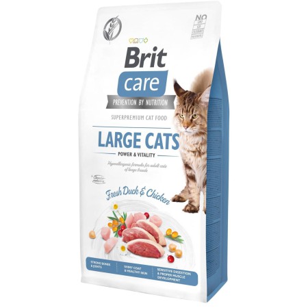 Brit Care GF Large Cats Power Vitality 7 кг сухой корм для кошек с уткой 