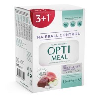 Optimeal Cats Hairball Control Duck для кішок виведення вовни качка, печінка (3+1) 340 г