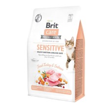 Brit Care Cat Grain Free Sensitive 400 г сухий корм для стерилізованих кішок з індичкою та лососем 