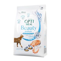 Optimeal Cat Beauty Podium вовна та догляд за зубами для кішок з морепродуктів 4 кг