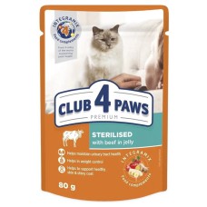 Клуб 4 Лапы Premium Sterilised 24х80 г для стерилизованных кошек с говядиной в желе 