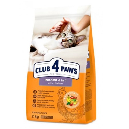 Клуб 4 Лапи Premium Indoor 4in1 2 кг сухий корм для кішок з куркою