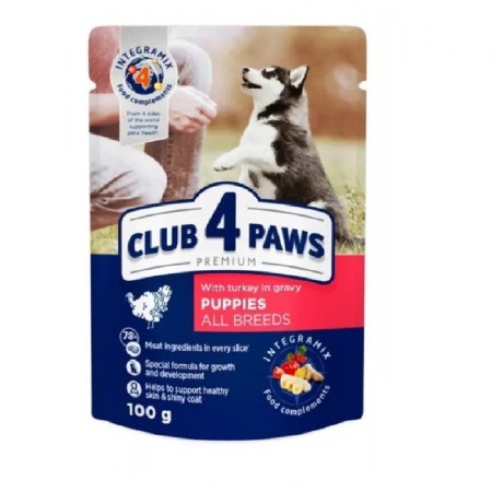 Клуб 4 Лапи Premium Puppies Turkey 24х100 г з індичкою в соусі для цуценят 