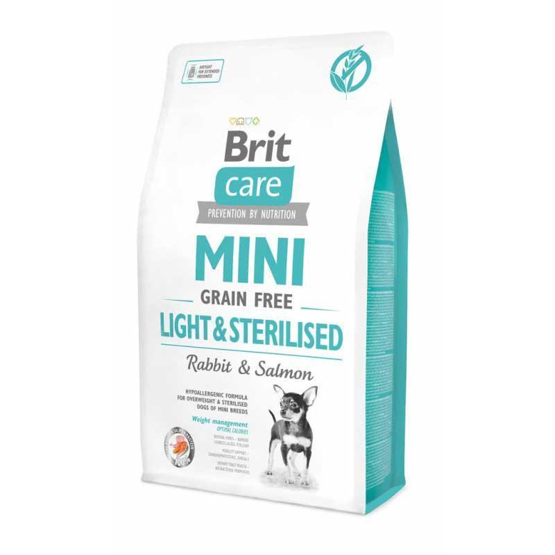 Brit Care Mini GF Light Sterilised 7 кг сухой корм для стерилизованных собак с лососем и кроликом 