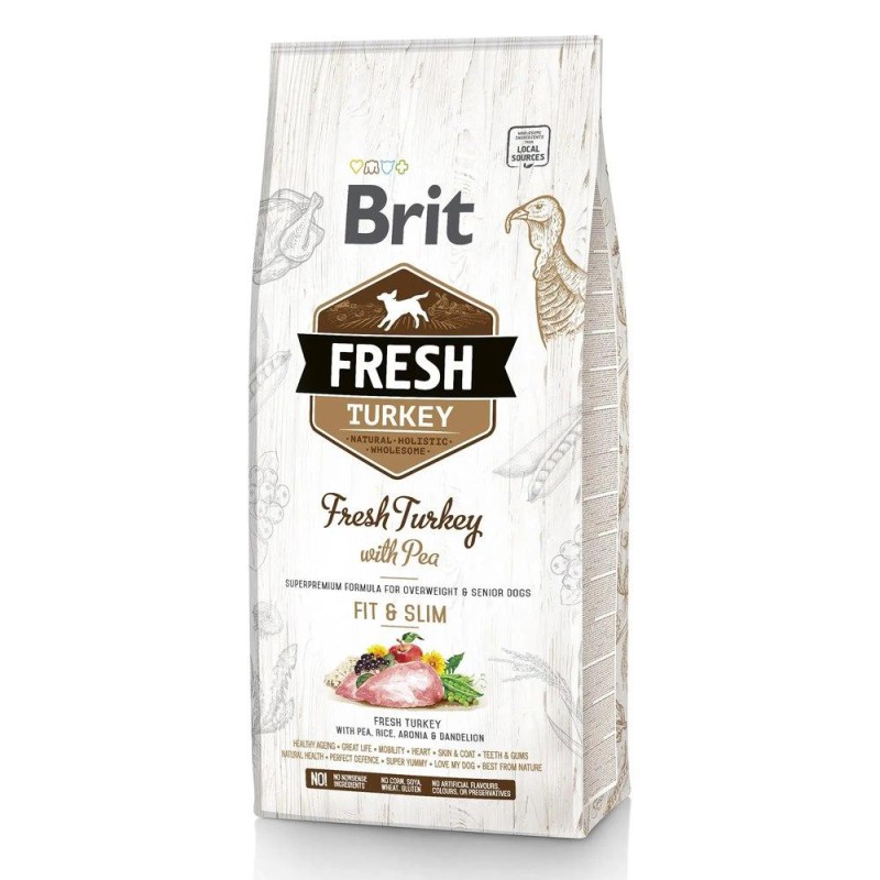 Brit Fresh Turkey with Pea Adult Fit Slim для собак с индейкой 12 кг