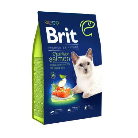 Brit Premium Sterilised Salmon 8 кг сухий корм для стерилізованих кішок з лососем