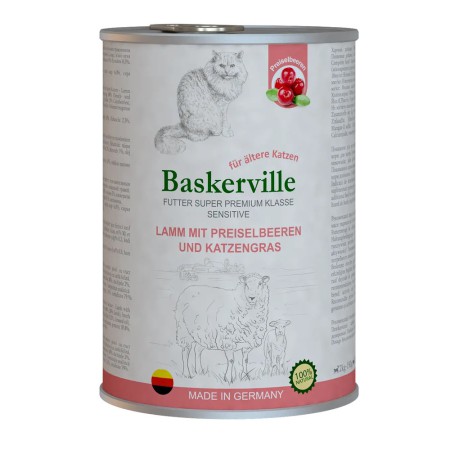 Baskerville Sensitive Lamm Mit Preiselbeeren для кішок ягня, журавлиною та м'ятою 400 г
