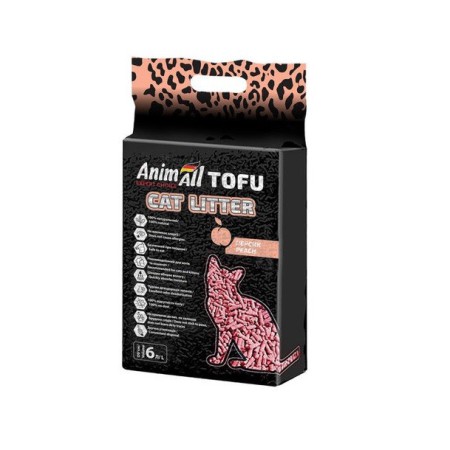 Наповнювач соєвий AnimАll Тофу для котячого туалету з персиком 6 л/2,6 кг