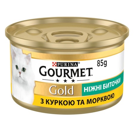 Вологий корм Gourmet Gold Ніжні биточки з куркою та морквою 24x85 г