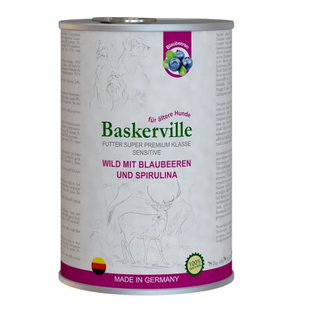 Baskerville Sensitive Wild Mit Blaubeeren Оленіна з чорницею та спіруліною для собак 400 г
