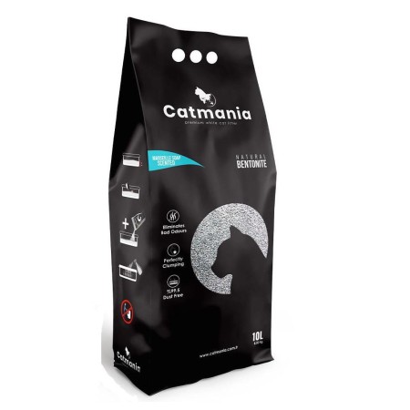 Бентонитовый наполнитель Catmania для кошек марсельское мыло, бирюзовые гранулы 10л, 8.5кг