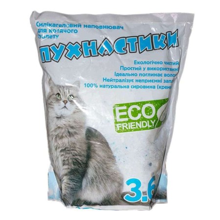Наполнитель силикагелевый Пушистики для кошачьего туалета 3.6 л
