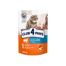 Клуб 4 Лапи Premium Lamb з ягням в соусі для котів 24х100 г