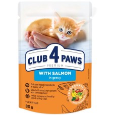 Клуб 4 Лапи Premium Kitten Turkey з лососем у соусі для кошенят 24х80 г