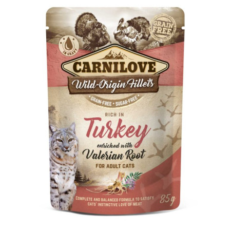 Carnilove Turkey with Valerian 85 г беззерновий вологий корм для дорослих котів з індичкою та валеріаною