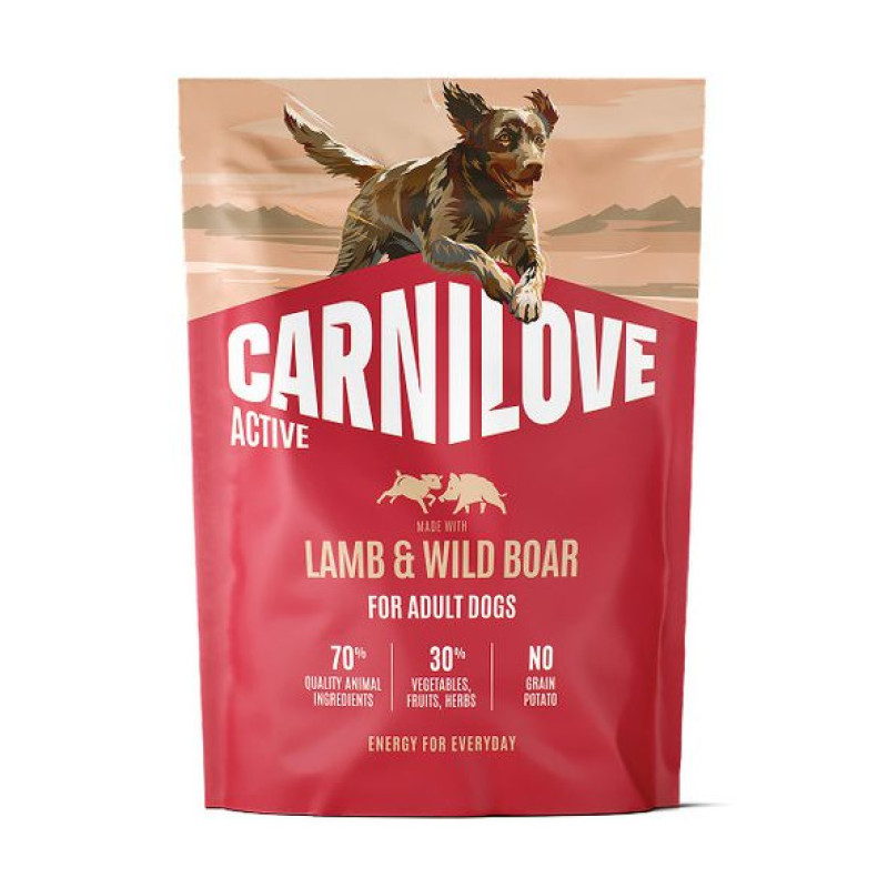 Carnilove Active Lamb & Wild Boar 1.5 кг  беззерновий сухий корм для активних собак з ягням та диким кабаном