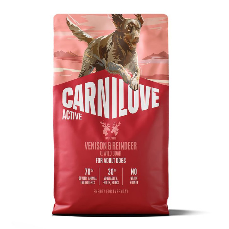 Carnilove Active Venison Reindeer & Wild Boar Active Adult 4 кг беззерновий сухий корм для активних собак з олениною та диким кабаном