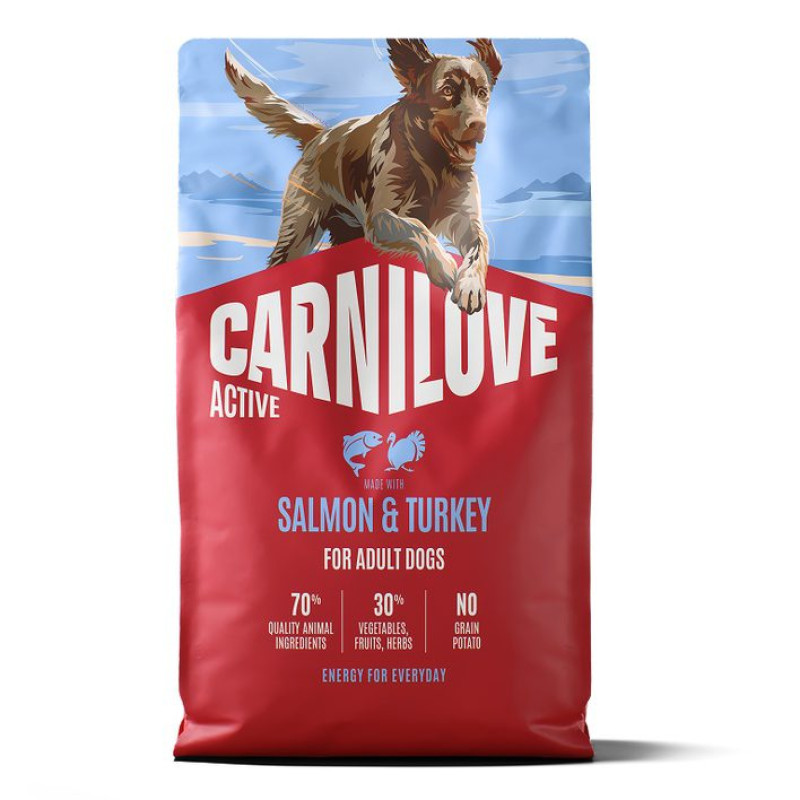 Carnilove Active Salmon & Turkey 4 кг беззерновой сухой корм для собак с лососем