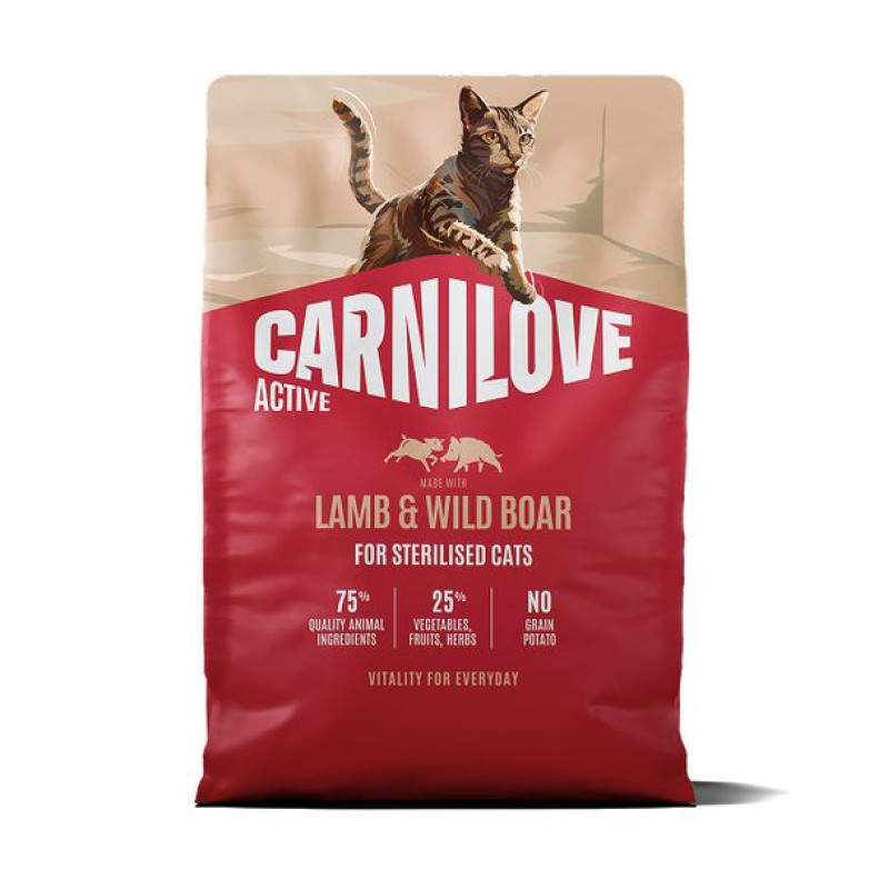 Carnilove Active Lamb & Wild Boar Sterilised беззерновий сухий корм для стерилізованих котів з ягням та диким кабаном 2 кг