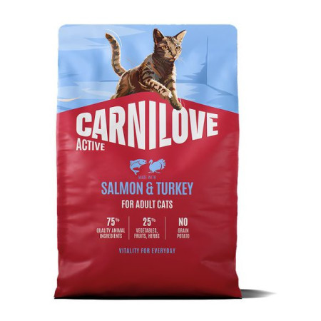 Carnilove Active Salmon & Turkey беззерновой сухой корм для кошек с лососем 2 кг
